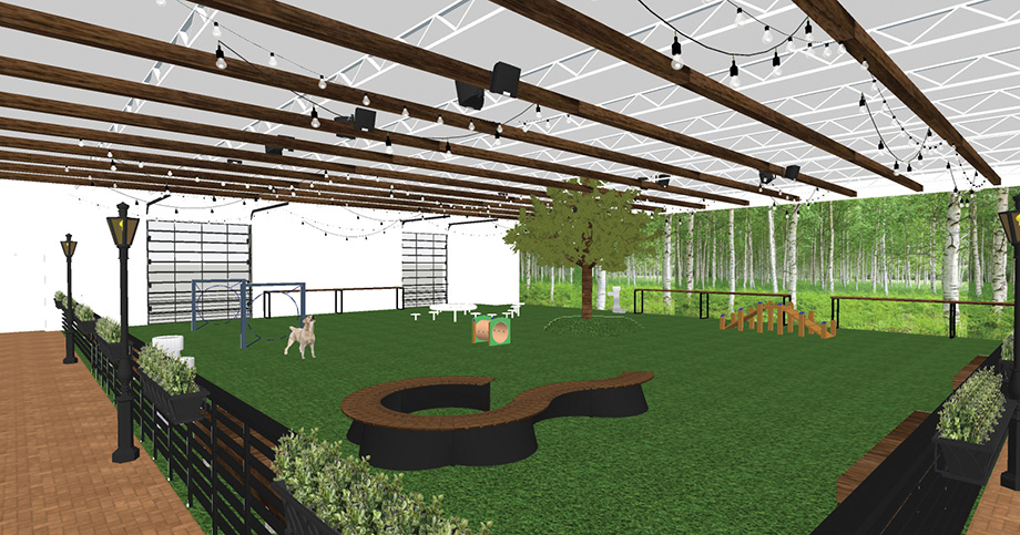 Brew Park Plymouth mock up of indoor dog park.