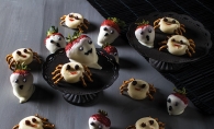 A variety of healthy Halloween treats.