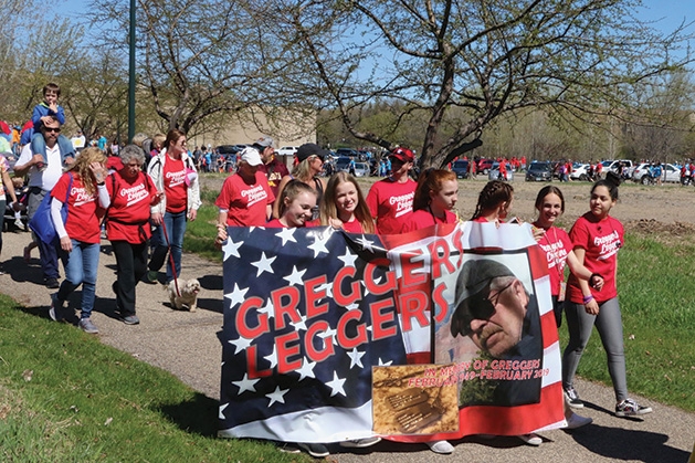 The "Greggers Leggers" team walks at the Parkinson's Foundation's Moving Day.