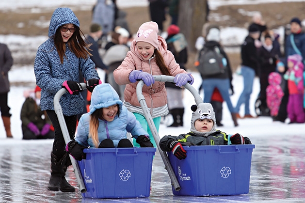 Recycling bin races  at Plymouth's Fire & Ice Festival
