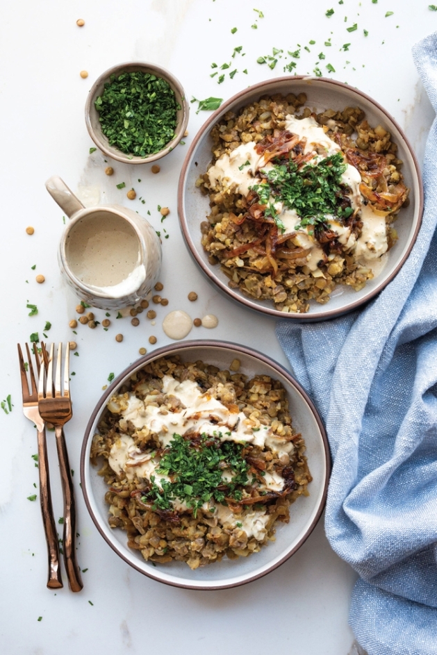 Mujadara with Spiced Cauliflower Rice