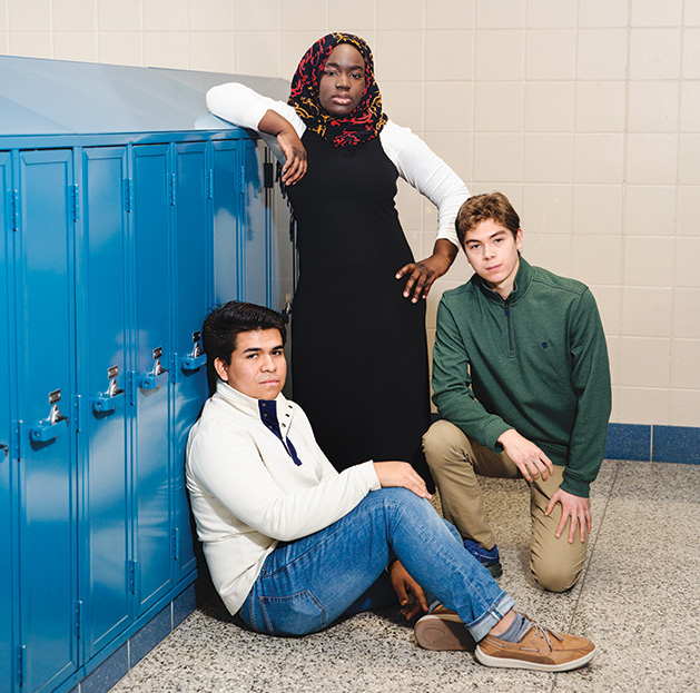 Armstrong High School students Nadrat Amos, Ben Aoki-Sherwood and Marico Bibriezca