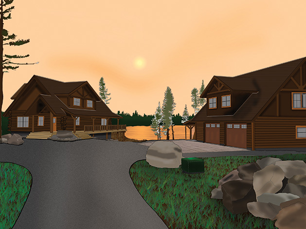 Cul de Sac "Cul de Sac," a digital painting of two cabins by Wayzata High School student Billy Haile Riviere.
