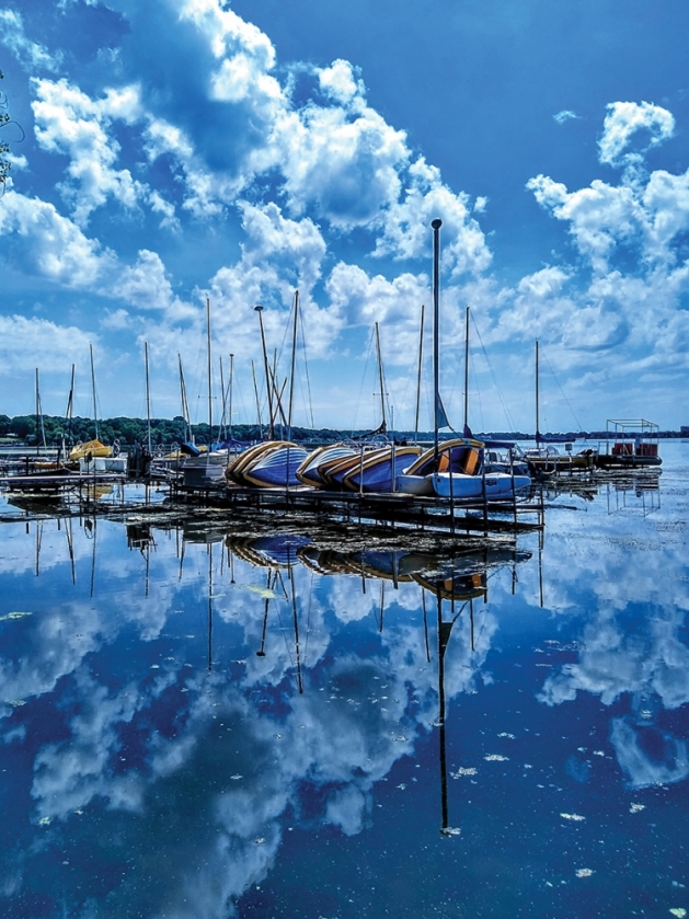 Docked sailboats at Clifton E. French Regional Park.