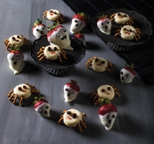 A variety of healthy Halloween treats.